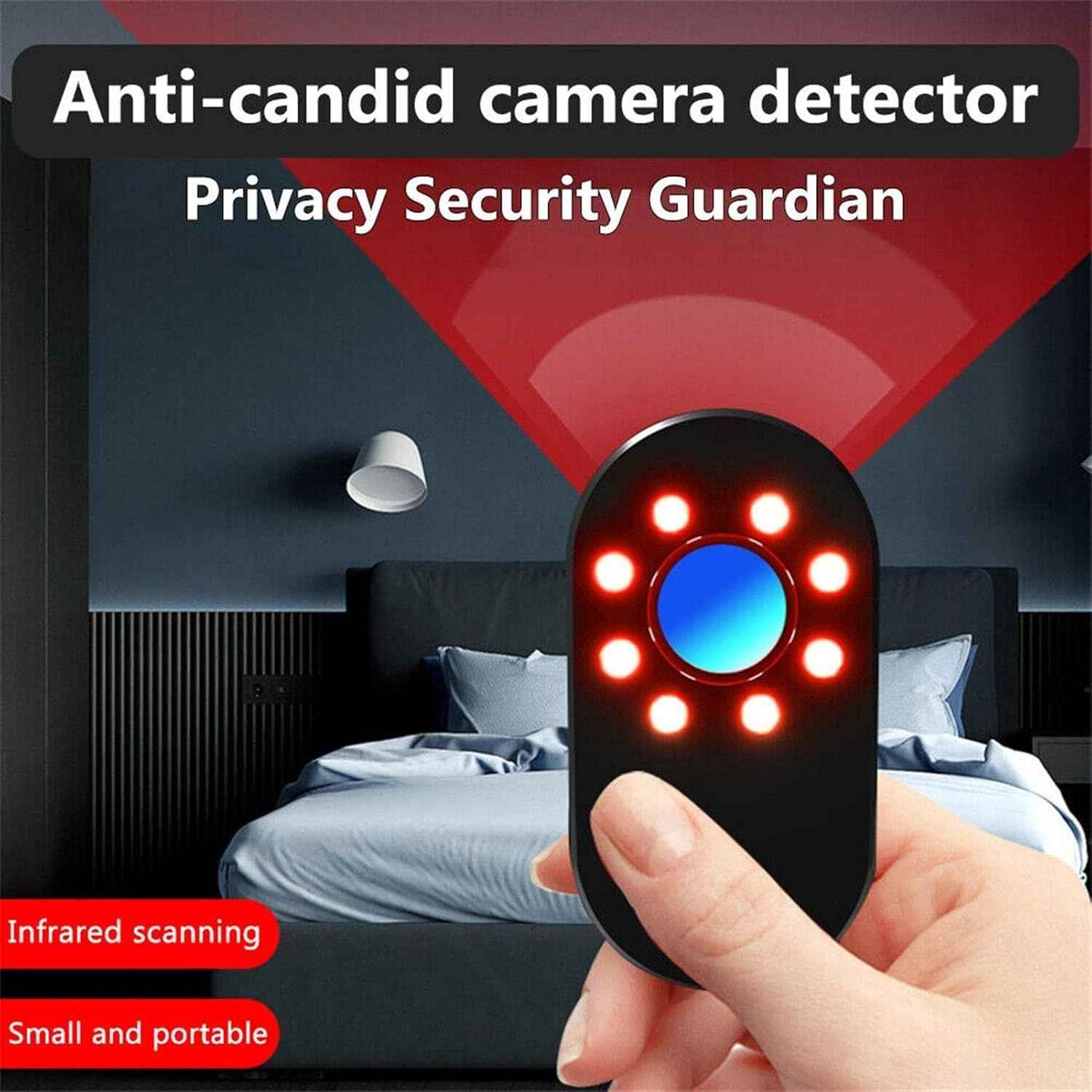 Mini Hidden Camera Detector – Portable Hotel Room Privacy Scanner with LED Physical Scanning