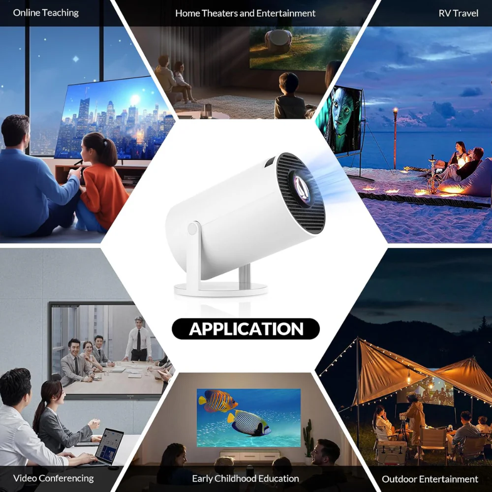 Mini Smart Projector – Portable Cinema with 5G WiFi, Android 11 & 130” Display - Infinitygallery.store