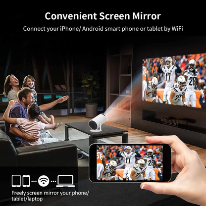 Mini Smart Projector – Portable Cinema with 5G WiFi, Android 11 & 130” Display - Infinitygallery.store