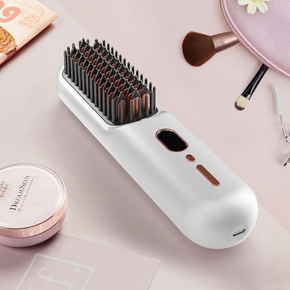 Portable Cordless Hair Straightener Brush – Wireless & Travel-Friendly - Infinitygallery.store