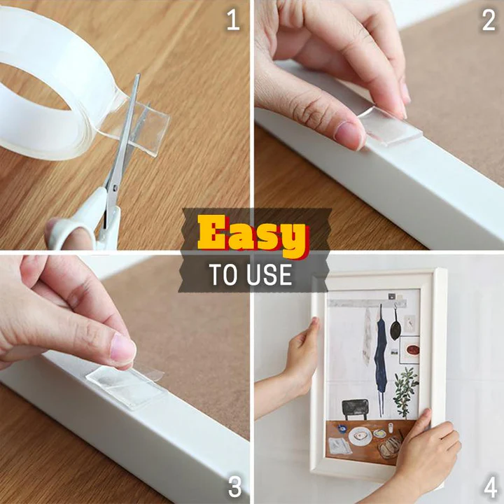 Double-Sided Nano Tape (2PCS) – Super Sticky, Reusable & Invisible! - Infinitygallery.store