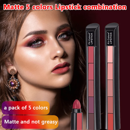 5-In-1 Lipstick Set (Pack 2) - Velvet Matte Finish - Infinitygallery.store