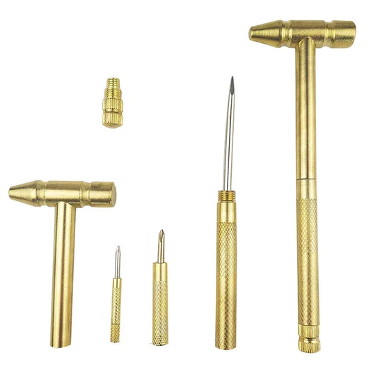 6-in-1 Multifunctional Copper Hammer – Mini Brass Hammer & Screwdriver Tool Kit - Infinitygallery.store