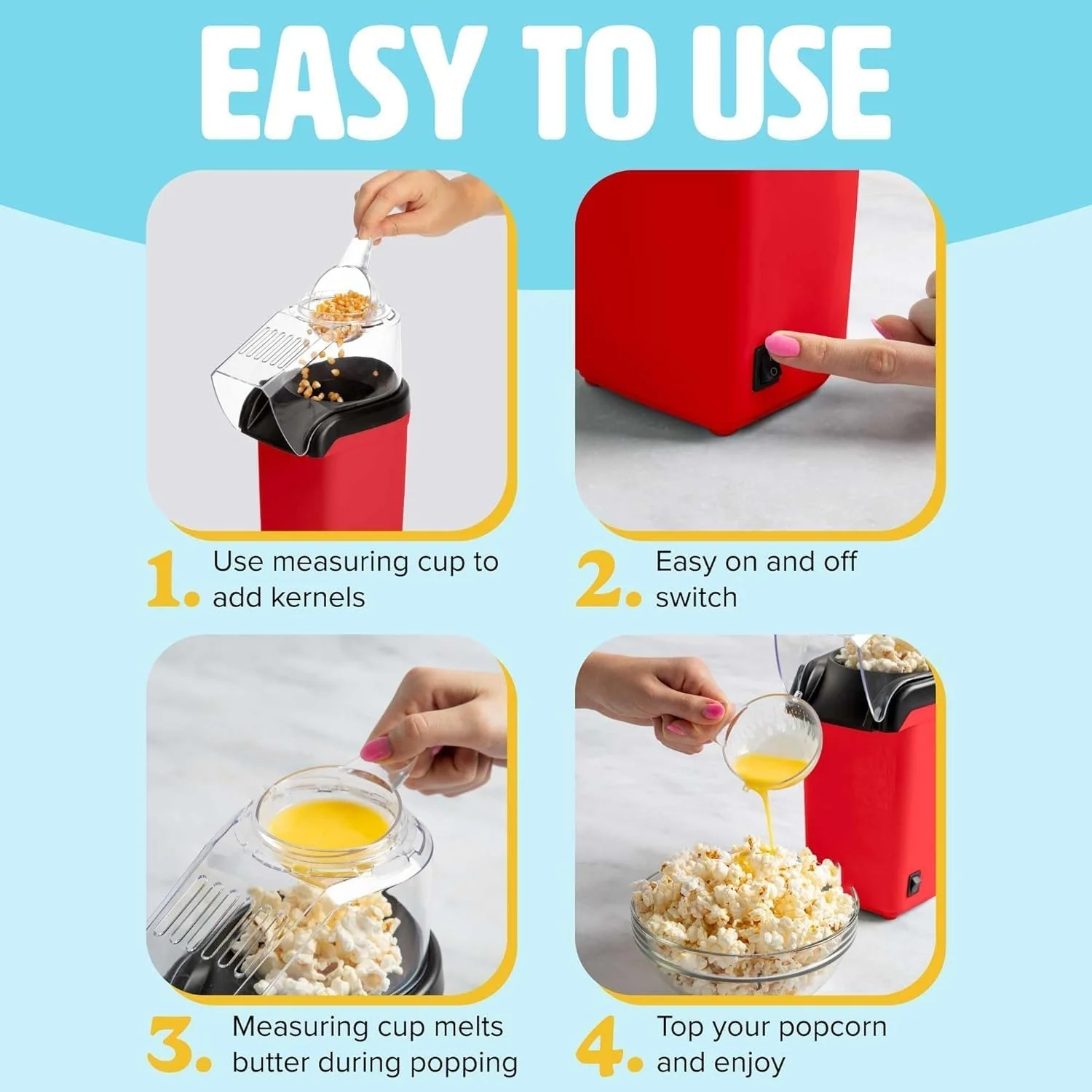 Hot Air Popcorn Maker – Oil-Free & Easy to Use - Infinitygallery.store