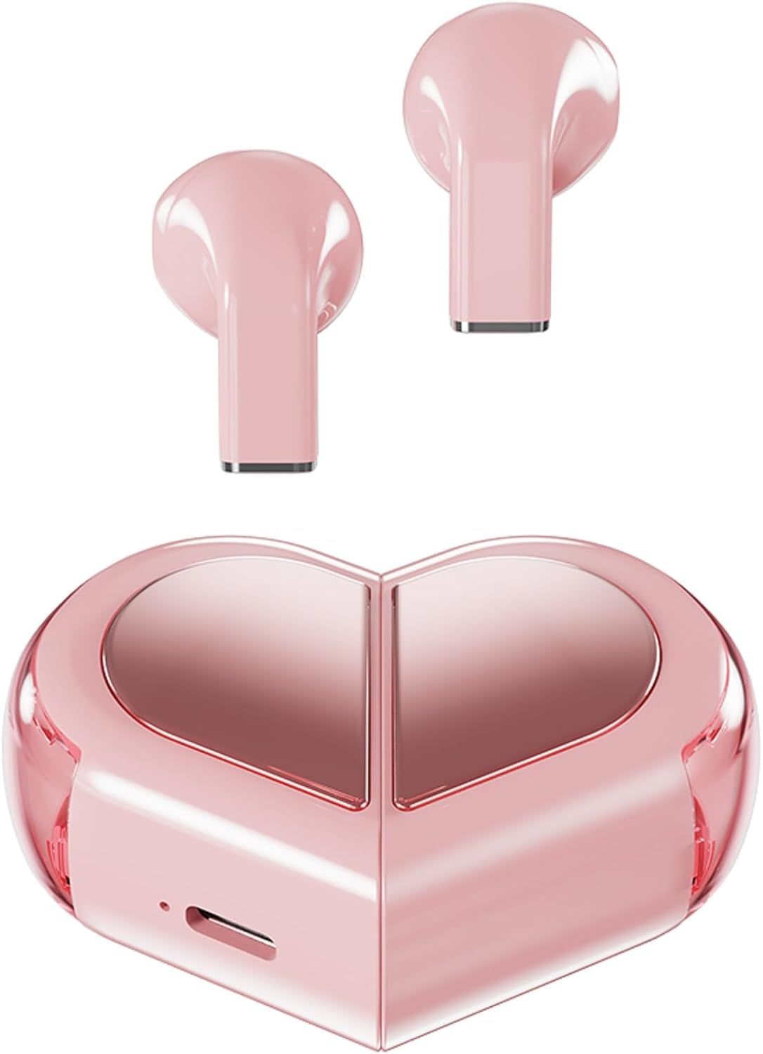 Pink Heart Bluetooth Earbuds for Girls – Cute Convertible Case & Long Battery Life - Infinitygallery.store