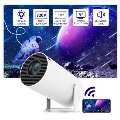 Mini Smart Projector – Portable Cinema with 5G WiFi, Android 11 & 130” Display - Infinitygallery.store
