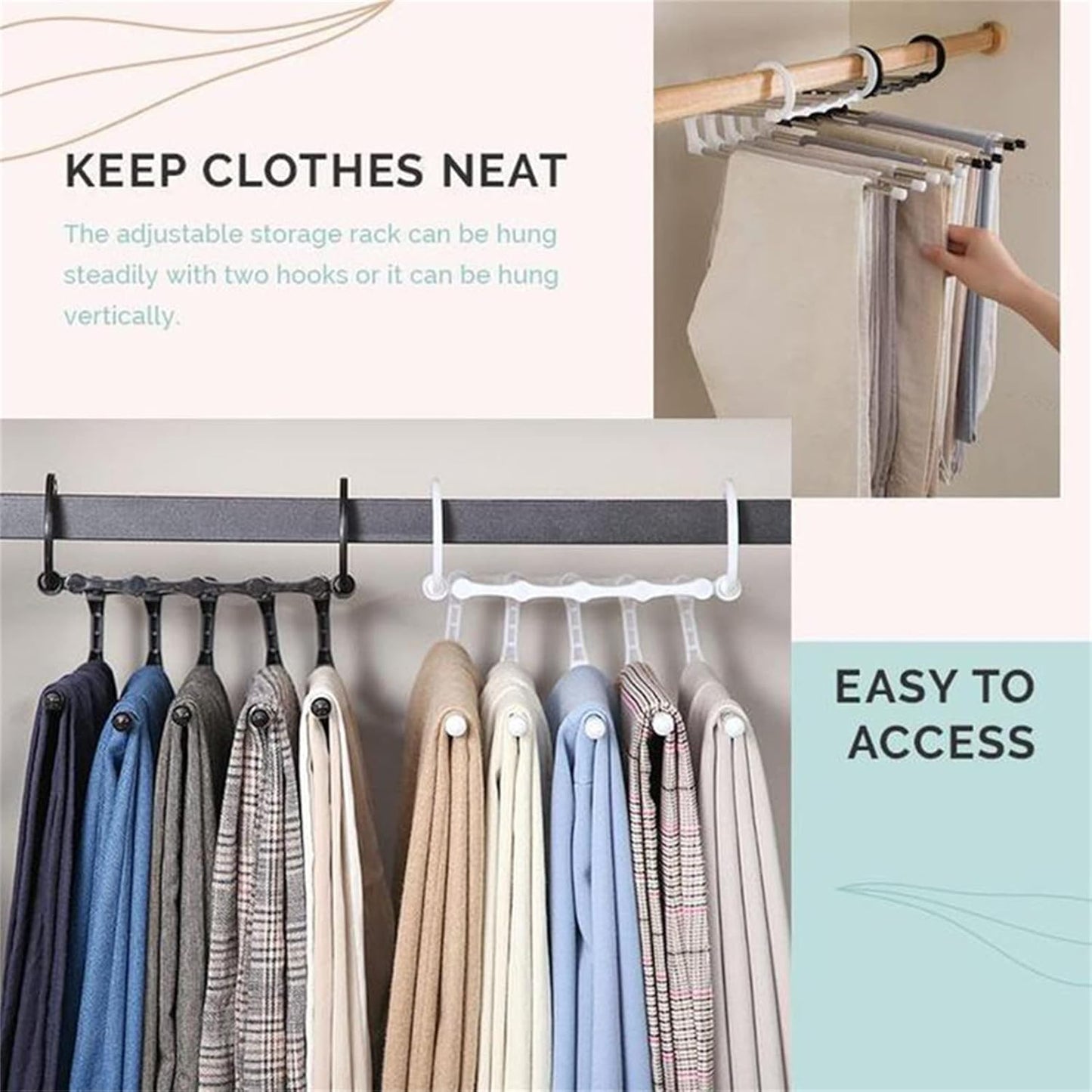 👖 5-in-1 Multifunctional Cloth Hanger – Space-Saving Wardrobe Organizer - Infinitygallery.store