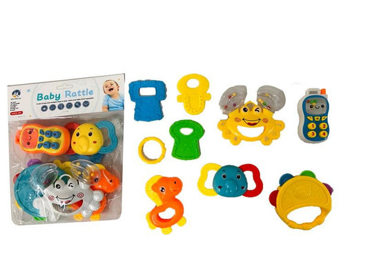 Rattle Baby Set (12 Pcs) – Teething Ring & Toy Gift Set with Bear-Shaped Storage Box