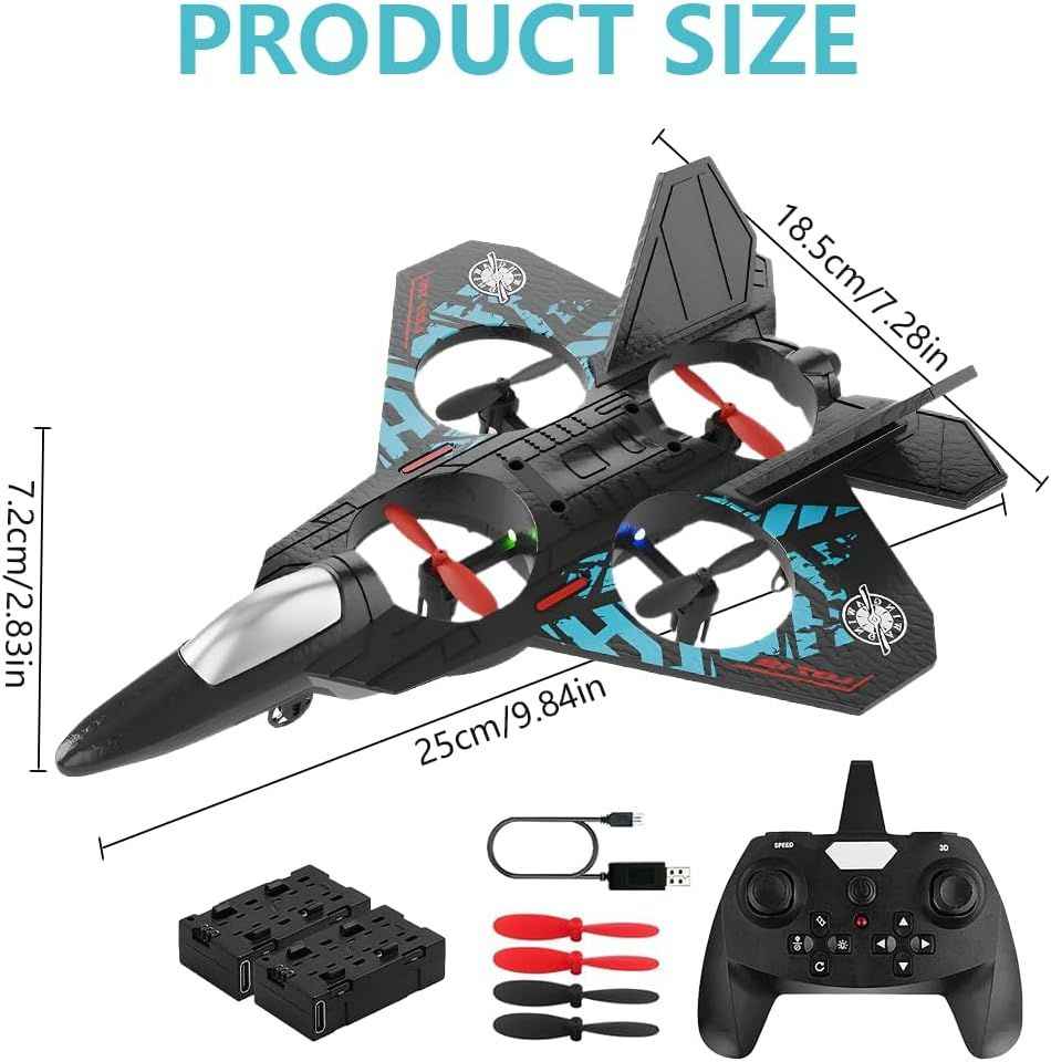 TAK TAK RC Fighter Jet Drone – 2.4G Remote Control, 360° Stunt Roll, LED Lights, Durable EPP Foam