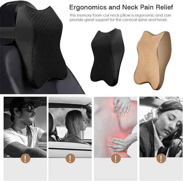 Car Seat Headrest Pillow – Ergonomic Memory Foam Neck Support with Washable Cotton Cover | Infinity Gallery