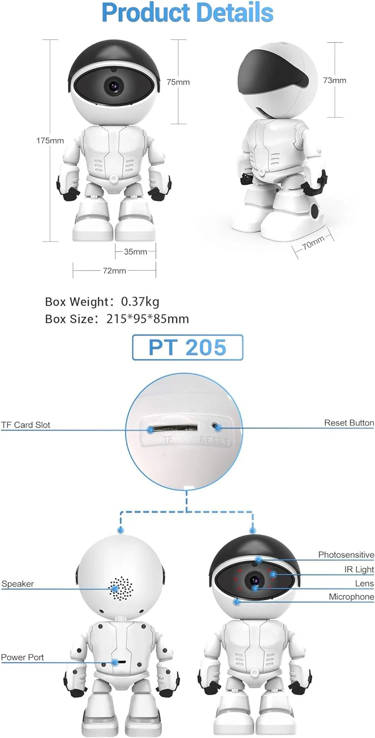 Wireless Robot IP Camera – 1080P Smart Auto Tracking WiFi Security Cam with 360° View - Infinitygallery.store