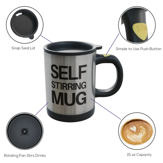 Self-Stirring Mug – Automatic Mixing Stainless Steel Coffee Cup - Infinitygallery.store