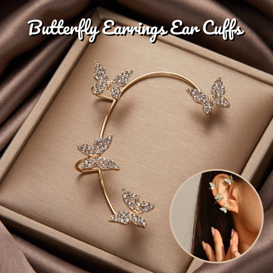 Butterfly Earrings Ear Cuffs – No Piercing Needed, Silver Zircon Design - Infinitygallery.store