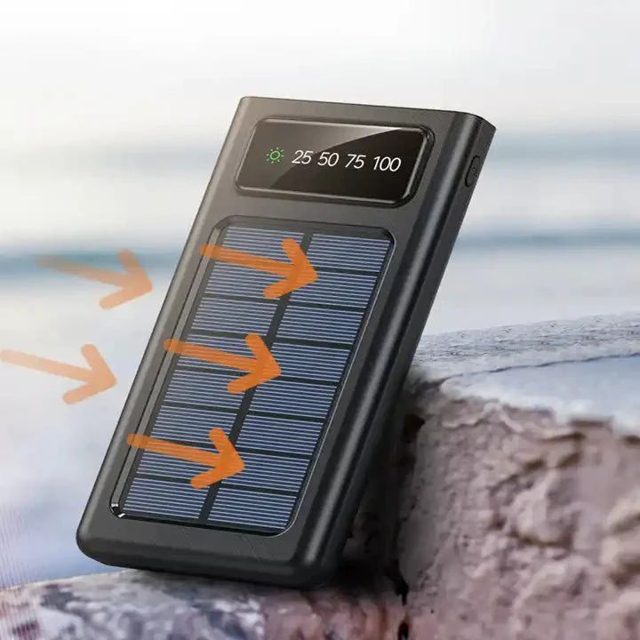 Solar Power Bank 20000mAh – Fast Charging with Built-in Cables & LED Display - Infinitygallery.store