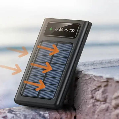 Solar Power Bank 20000mAh – Fast Charging with Built-in Cables & LED Display - Infinitygallery.store