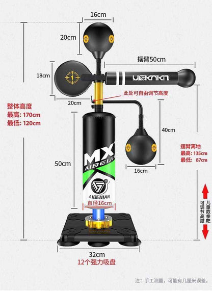 Adjustable Speed Boxing Reflex Trainer with Spinning Bar & Punching Bag – Freestanding All-in-One Kit | Infinity Gallery