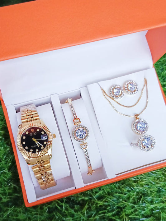 Timeless Charm Women’s Watch Jewelry Set – Elegant Watch, Necklace, Earrings & Bangles - Infinitygallery.store