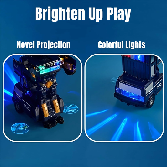 Transforming Robot Car for Kids – 2-in-1 Police Car & Battle Bot Toy with LED Light - Infinitygallery.store