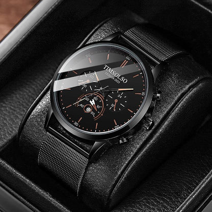 Ultra-Thin Calendar Quartz Watch – Elegant Mesh Strap Design for Men & Women - Infinitygallery.store