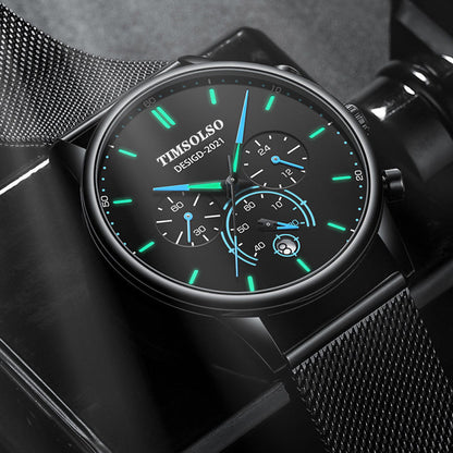 Ultra-Thin Calendar Quartz Watch – Elegant Mesh Strap Design for Men & Women - Infinitygallery.store