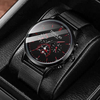 Ultra-Thin Calendar Quartz Watch – Elegant Mesh Strap Design for Men & Women - Infinitygallery.store