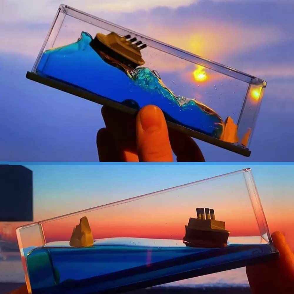 Titanic Liquid Motion Ornament – Unsinkable Cruise Ship Desk Toy & Stress Reliever | Infinity Gallery