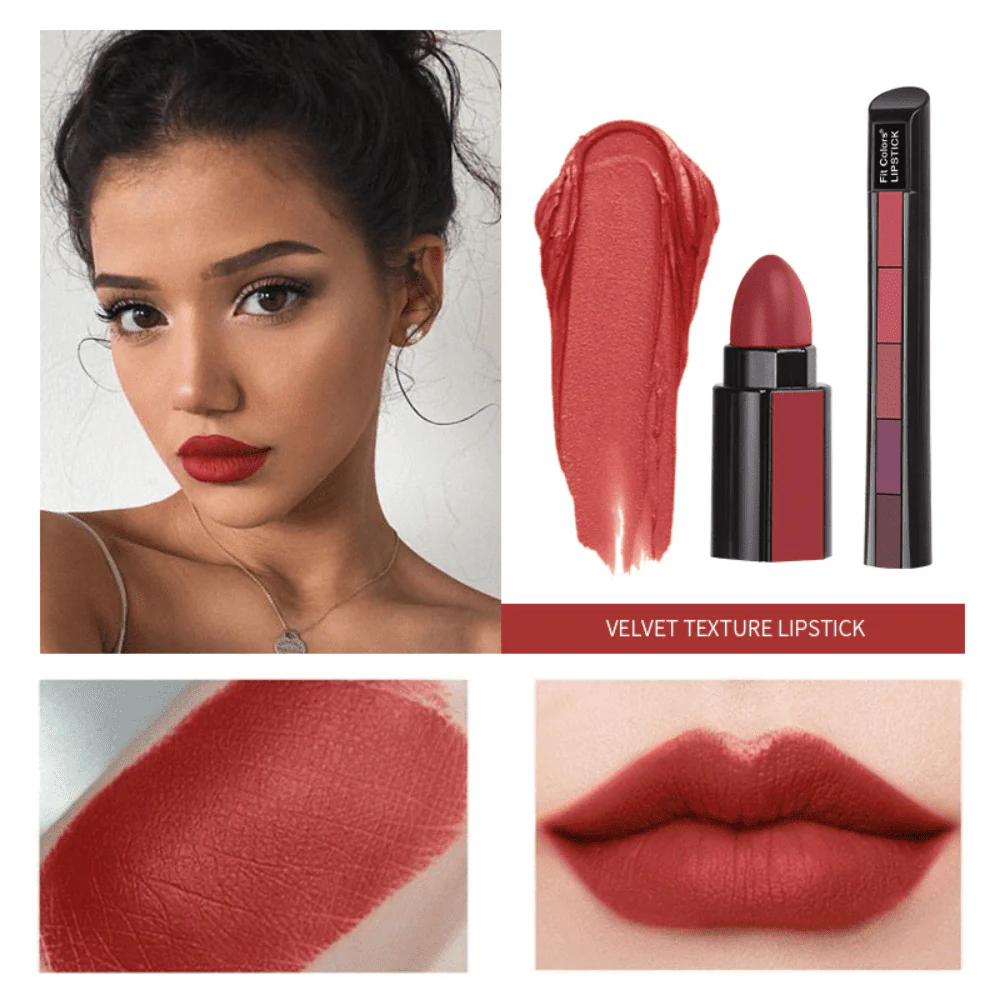 5-In-1 Lipstick Set (Pack 2) - Velvet Matte Finish - Infinitygallery.store