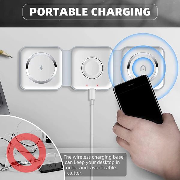 3-in-1 Wireless Charging Station – Foldable Fast Charger for iPhone, Apple Watch & AirPods - Infinitygallery.store