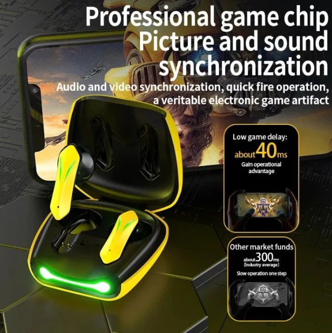 Wireless Gaming Earbuds with Bluetooth 5.0 & LED Charging Case – Deep Bass & Touch Controls - Infinitygallery.store