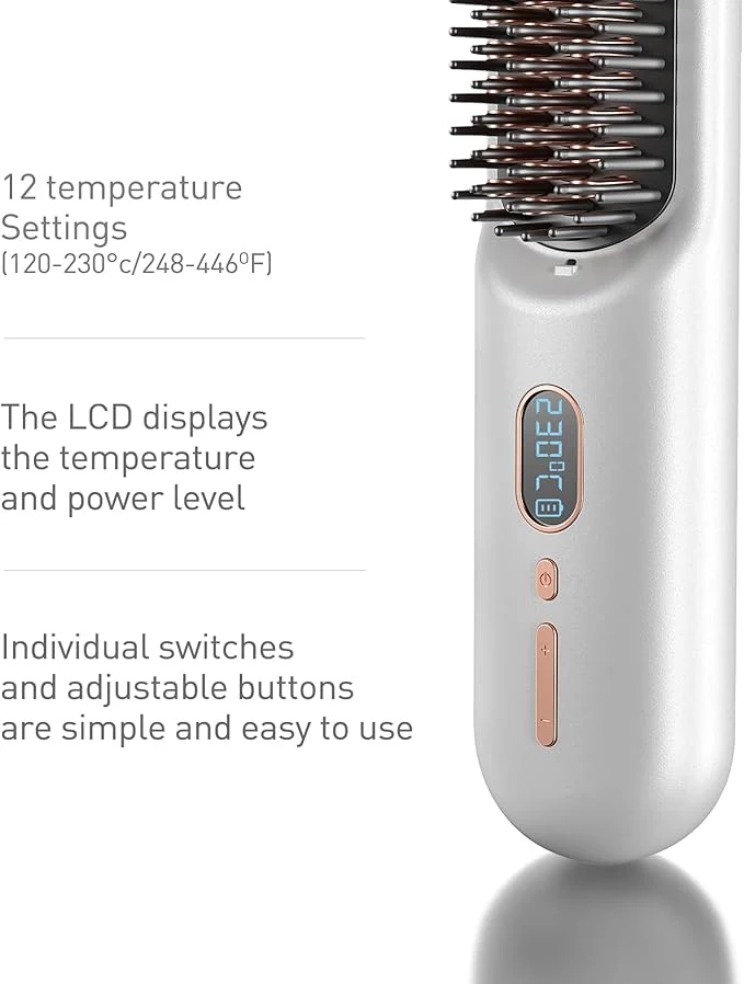 Portable Cordless Hair Straightener Brush – Wireless & Travel-Friendly - Infinitygallery.store